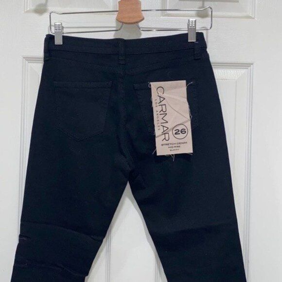 LF CARMAR Womens Sz 26 Black Patch Jeans Black - Picture 6 of 7